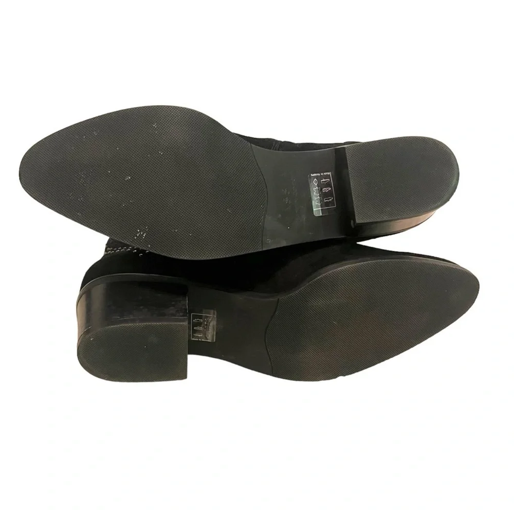 Hassia Toledo Ankle Boots Black Suede Silver Stud‎ Zip Premium Comfort Size 7W